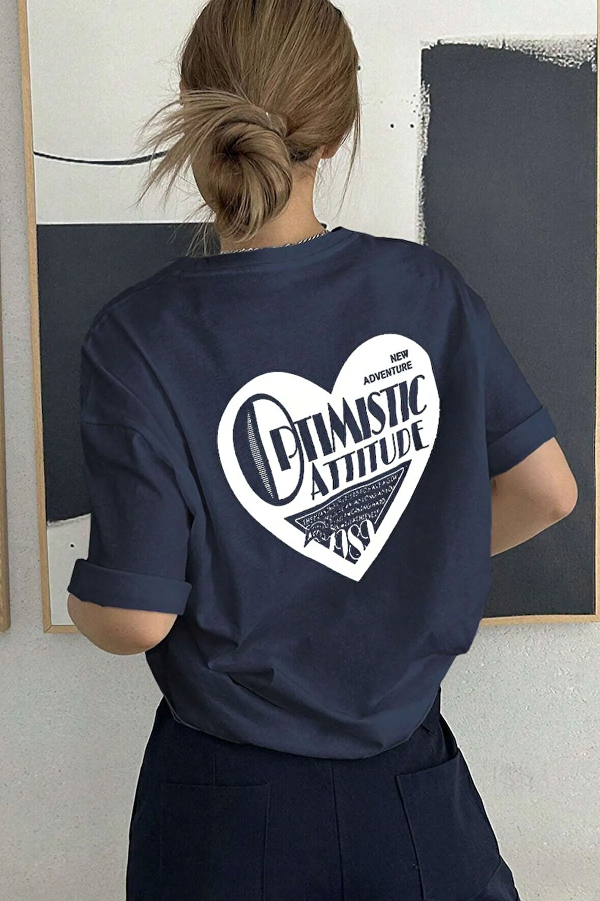 Unisex Optimistic Baskılı Tasarım Tshirt