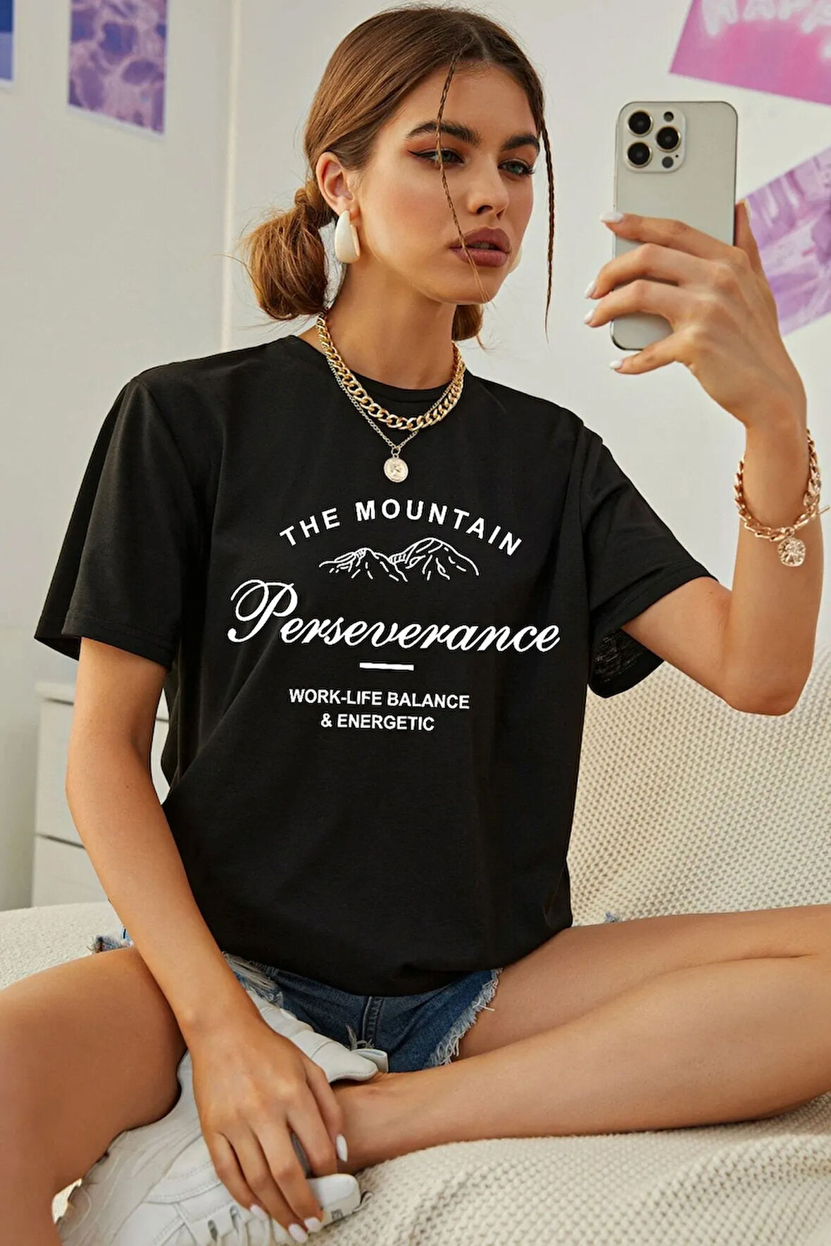 Unisex The Mountain Baskılı Tasarım Tshirt