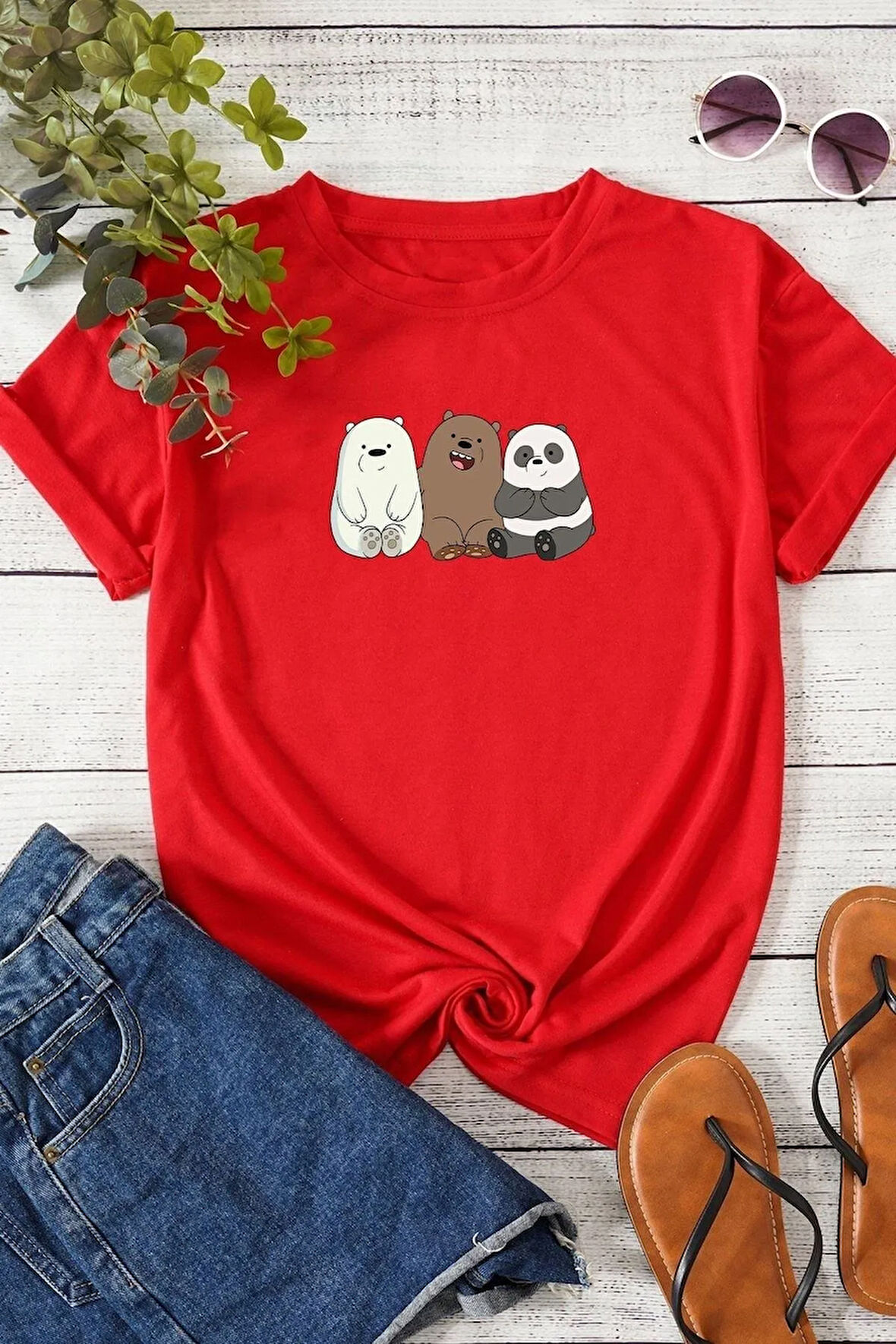 Unisex Kafadar Ayılar Baskılı Tasarım Tshirt