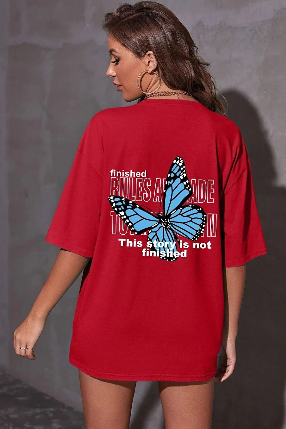 Unisex Kelebek Baskılı Tasarım Tshirt