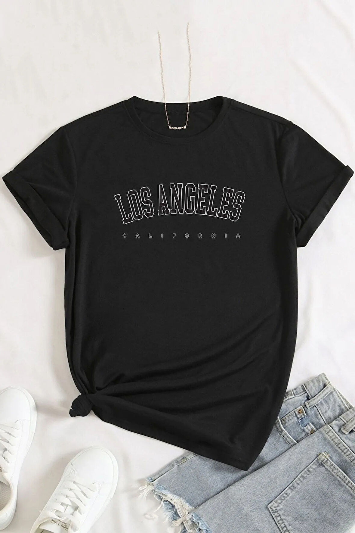 Unisex Los Angles Tasarım Kısa Kol Tshirt