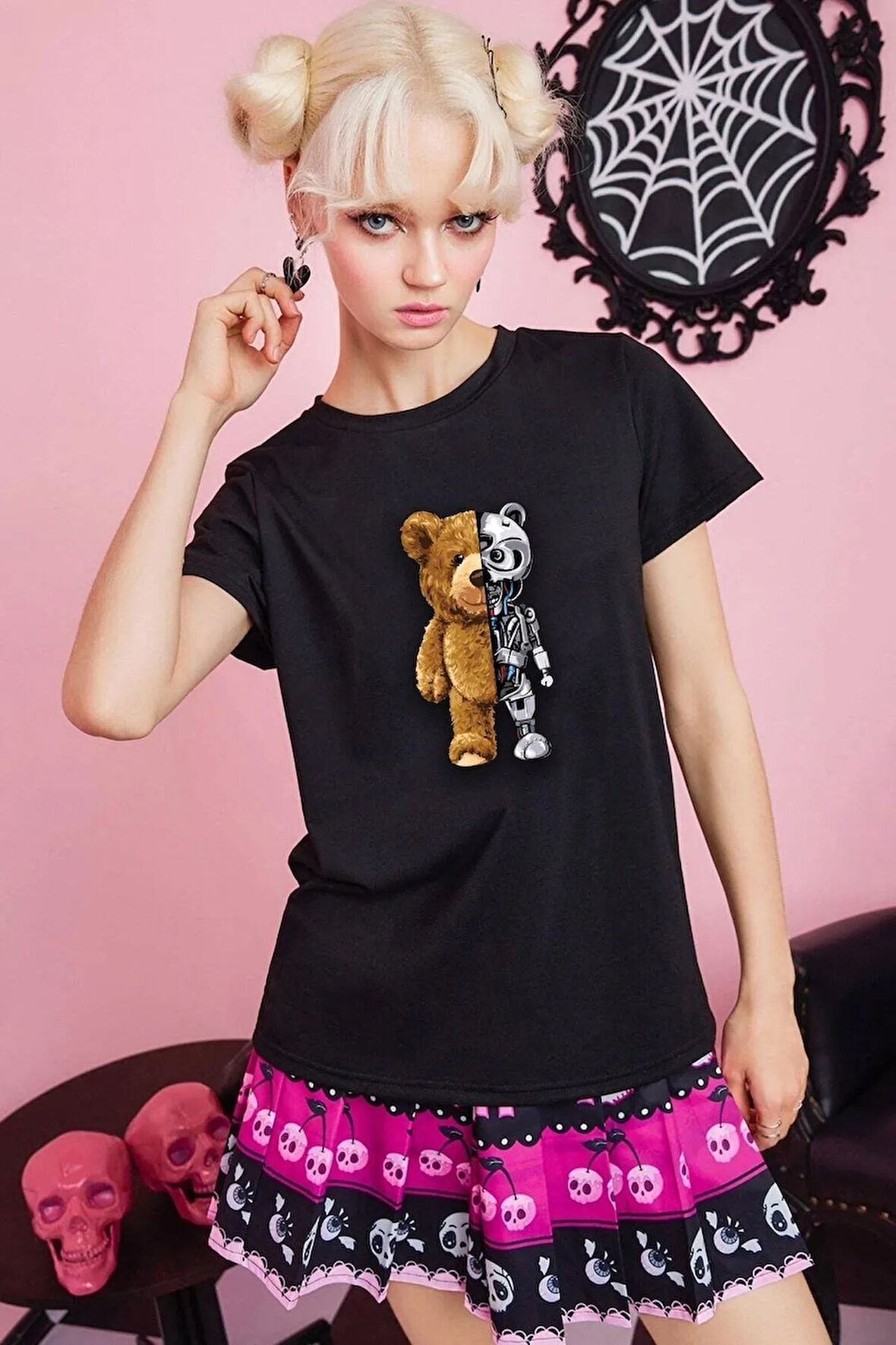 Unisex Boys Bear Baskılı Tasarım Tshirt