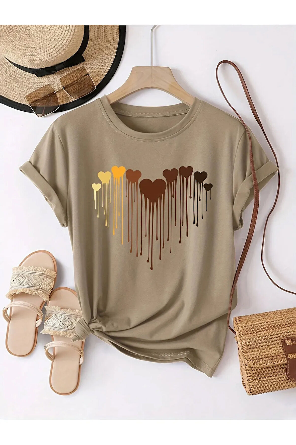 Unisex Eriyen Kalpler Ön Baskılı Tasarım Tshirt