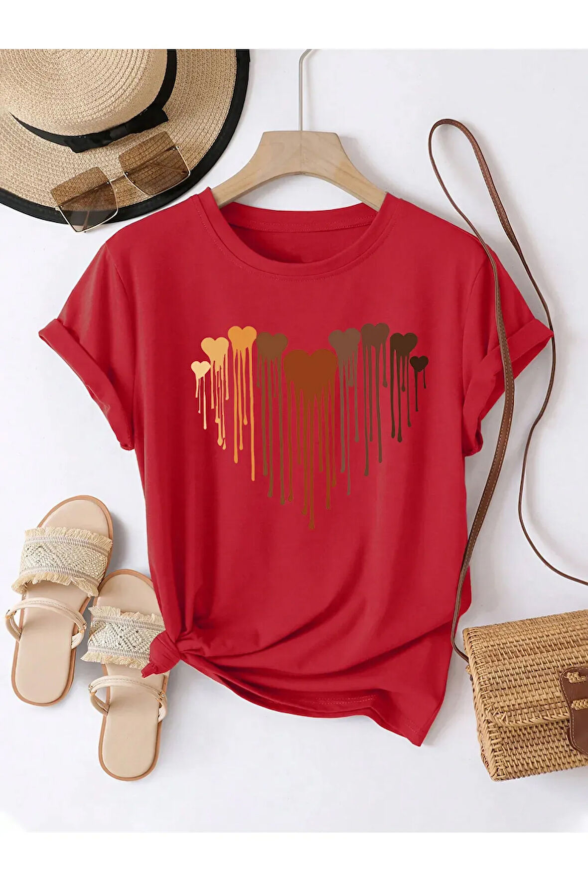 Unisex Eriyen Kalpler Ön Baskılı Tasarım Tshirt