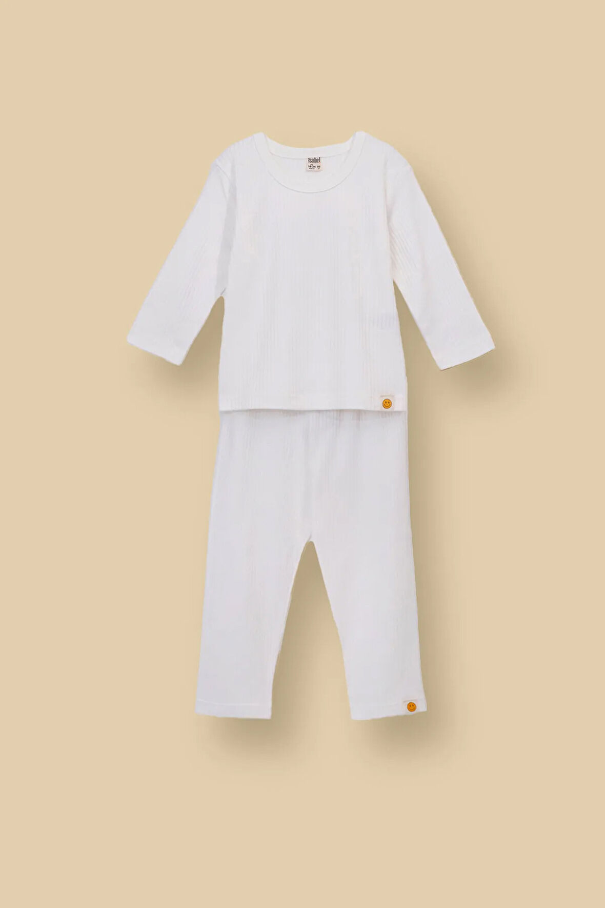 Basic Fitilli İnterlok Kumaş %100 Pamuk 1-5 Yaş Vizon Bebek Pijama Takımı