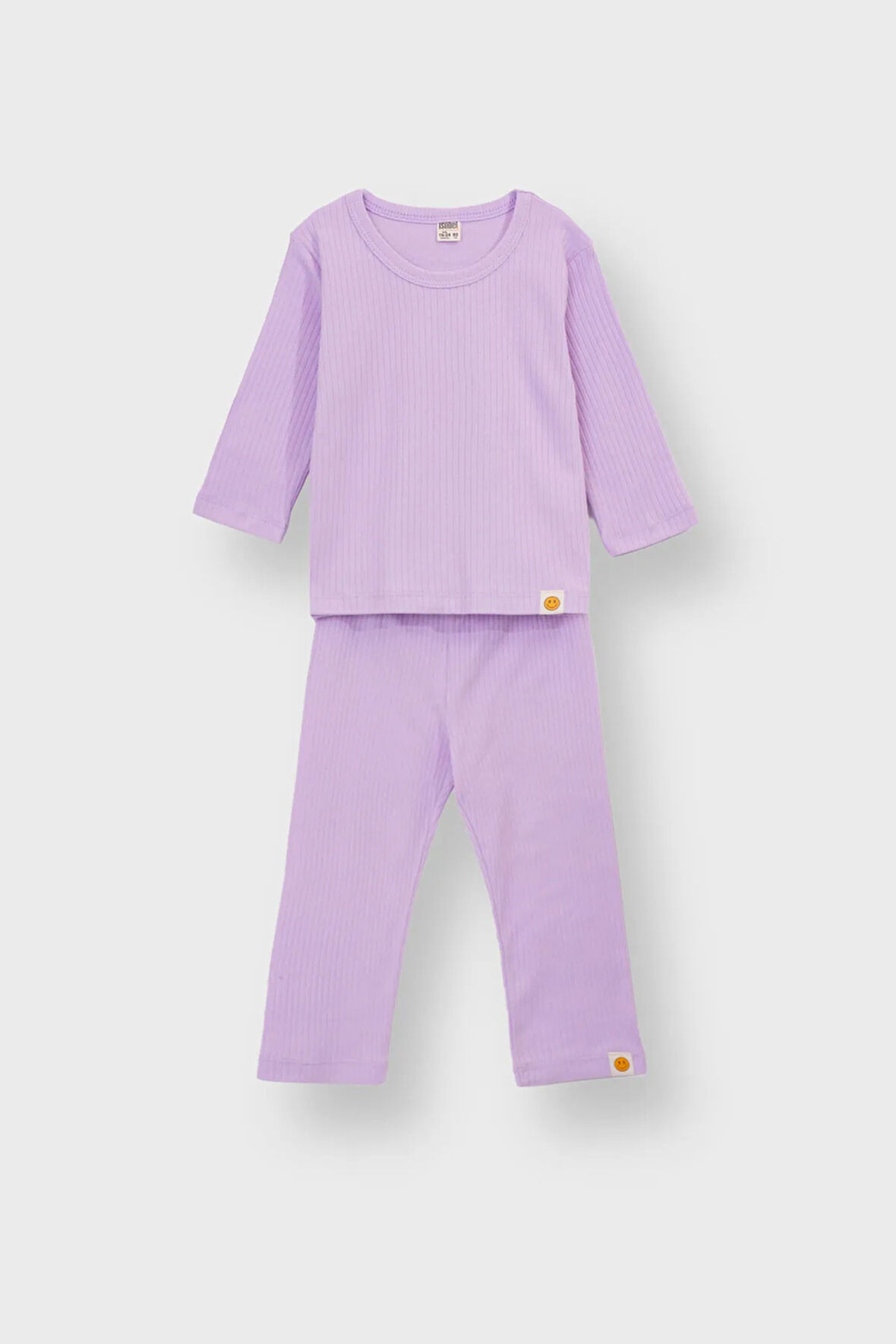 Basic Fitilli İnterlok Kumaş %100 Pamuk 1-5 Yaş Vizon Bebek Pijama Takımı