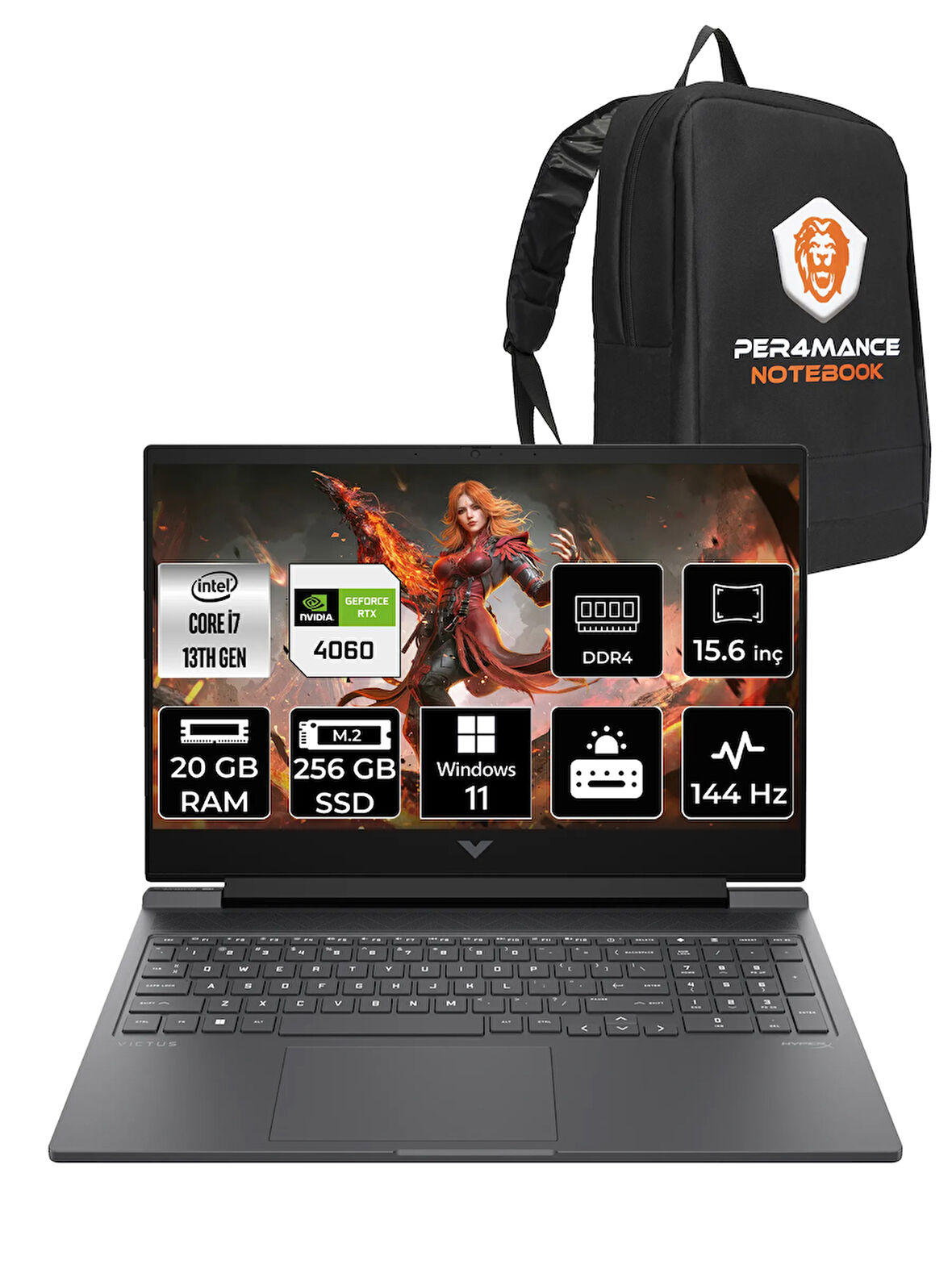 HP Victus 15 i7-13620H 20GB RAM 256GB SSD RTX4060/8GB 144Hz 15.6'' FHD W11P Gaming Laptop & PER4