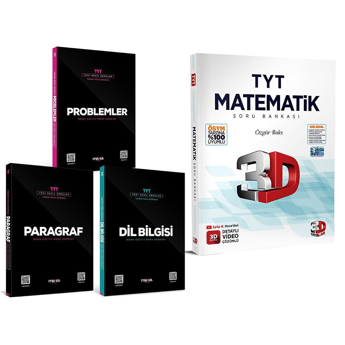 Paragraf Problem Dil Bilgisi ve 3D TYT Matematik Soru Bankası Seti 4 Kitap