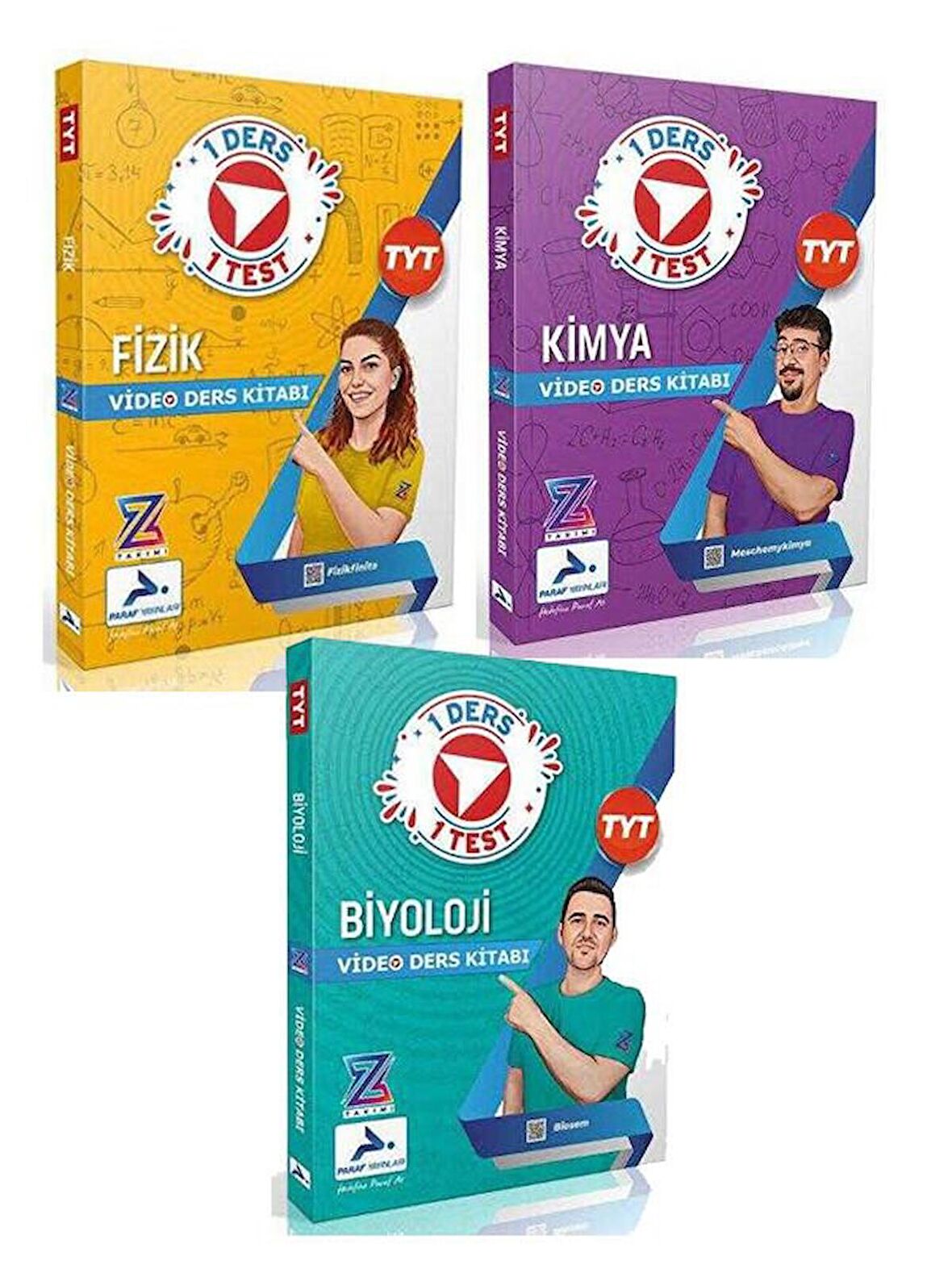 Paraf Yayınları Z Takımı 1 Ders 1 Test Fizik Kimya Biyoloji Video Ders Kitabı 3 Kitap Set