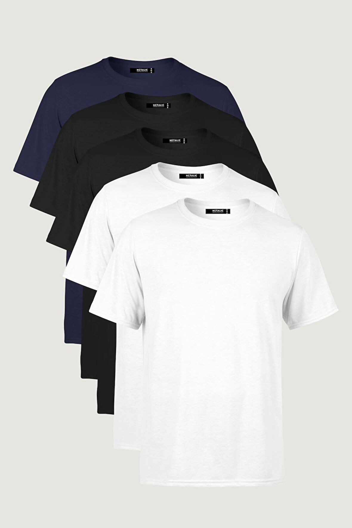 Erkek Çok Renkli T- Shirt Regular Fit Rahat Kesim Bisiklet Yaka 5'li Basic Tişört Paketi