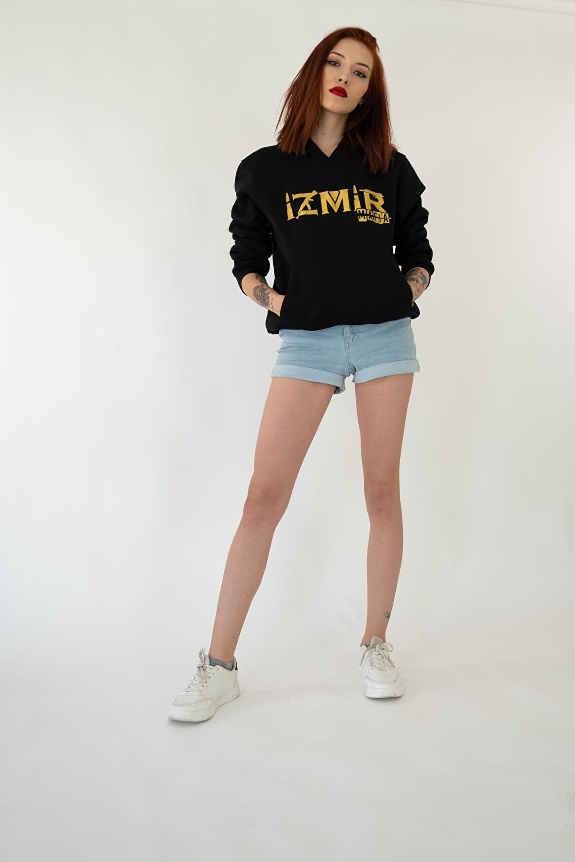 İZMİR MAFIA Kapşonlu Siyah Unisex Sweatshirt Hoodie Polar - MEDİUM