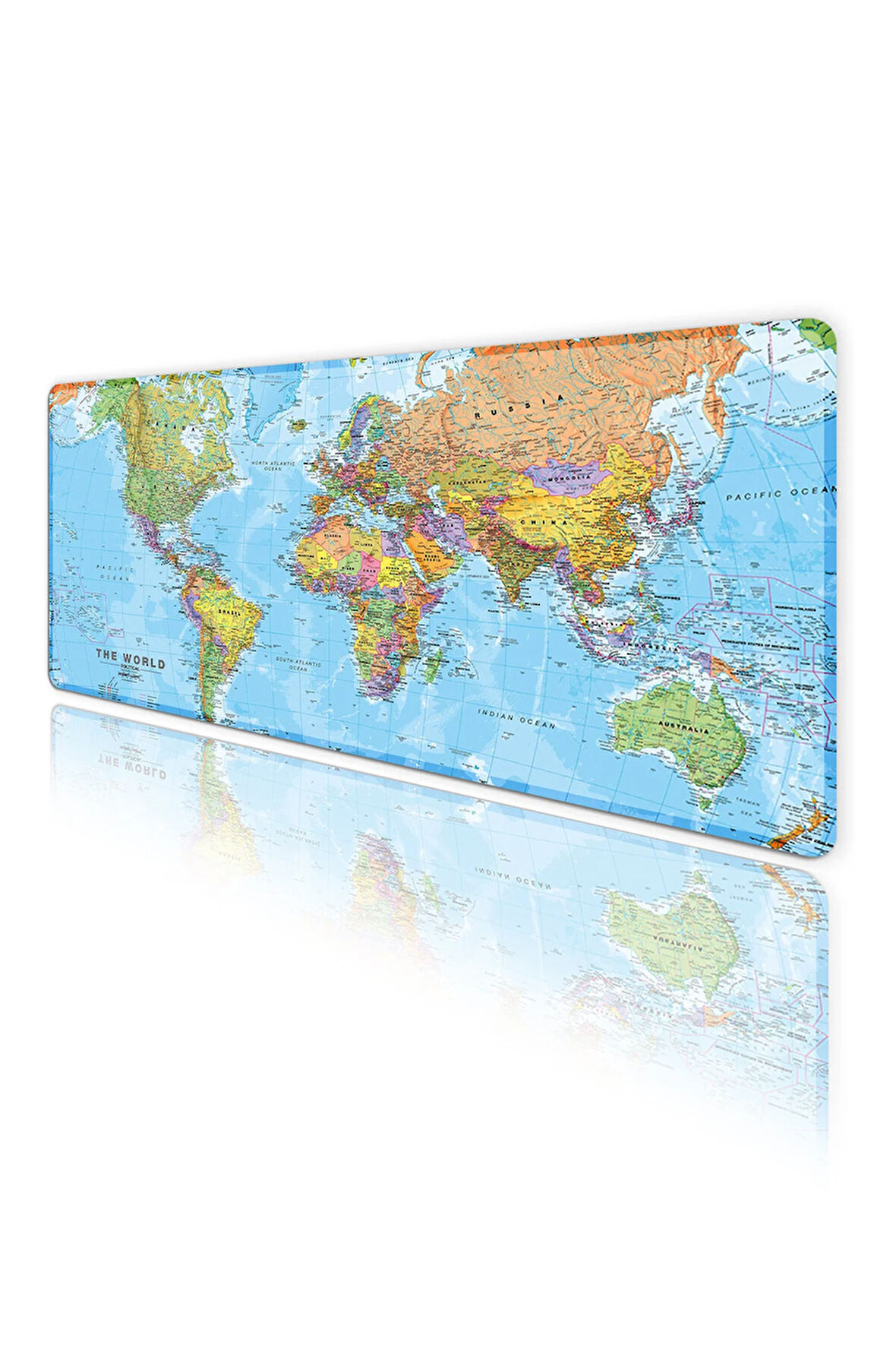 Dünya Haritası Oyun Gaming Klavye Mouse Pad Kaymaz Taban Kenarları Dikişli Su Geçirmez Masa Matı 70x30 cm