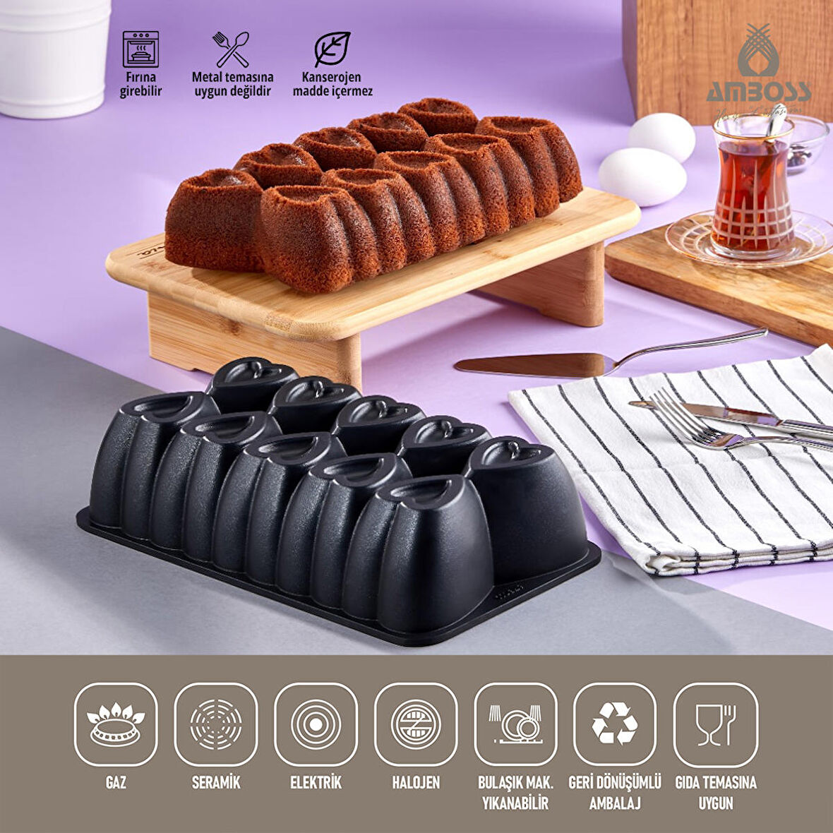 Amboss Ametist Baton Siyah Kek Kalıbı AMBA-0045