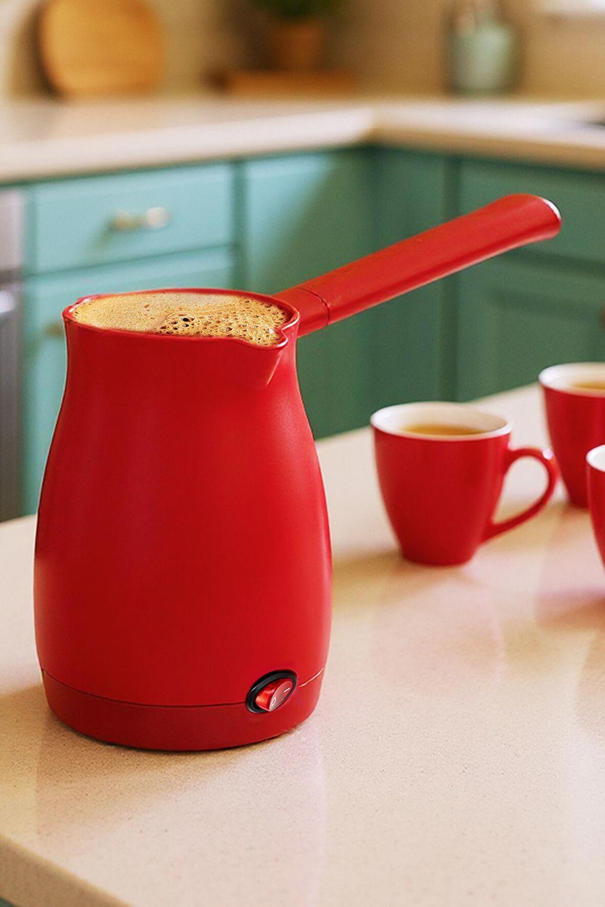 Awox Caffeen Türk Kahvesi Makinesi Elektrikli Cezve Kırmızı