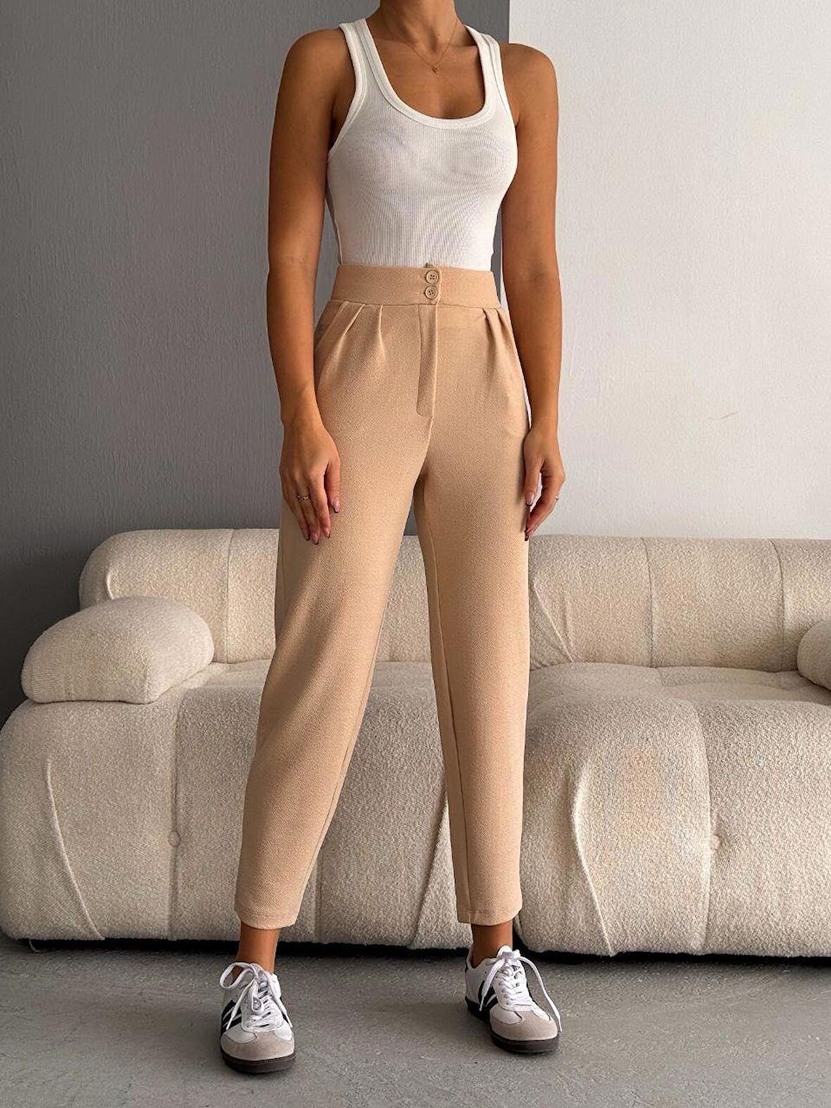 Kadın Enine Boyuna Full Likralı Crep Kumaş Joger Pantolon Siyah