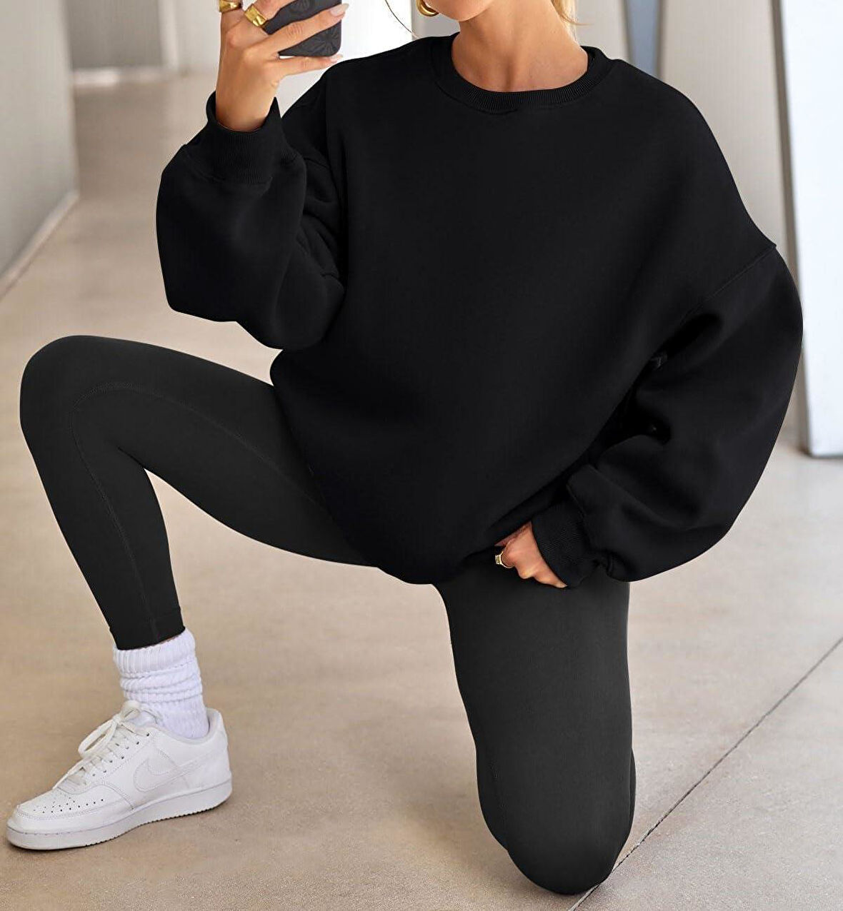 Kadın Basic Oversize Sweatshirt 