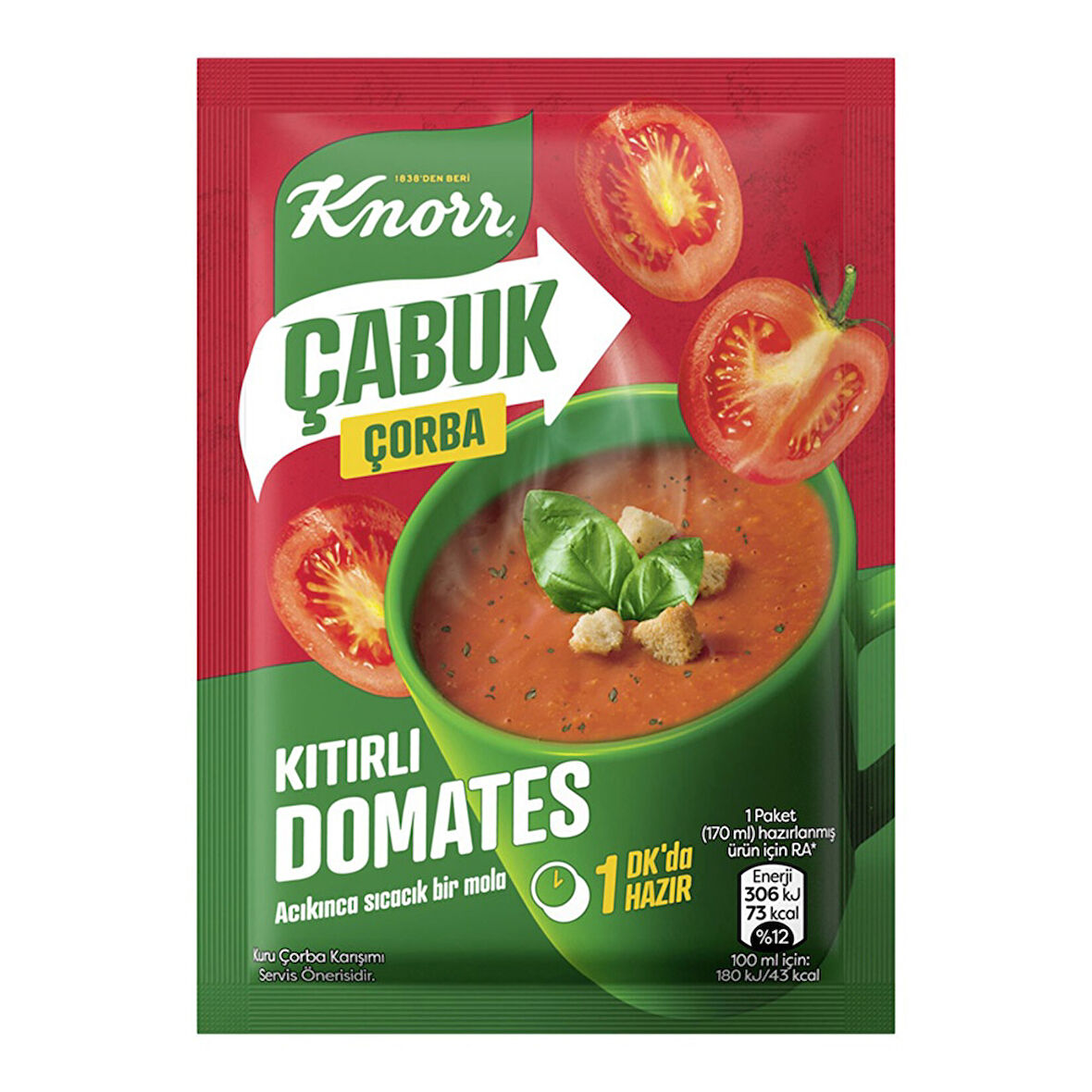 Knorr çabuk çorba Kıtırlı Domates 22 Gr Paket (20 Adet)