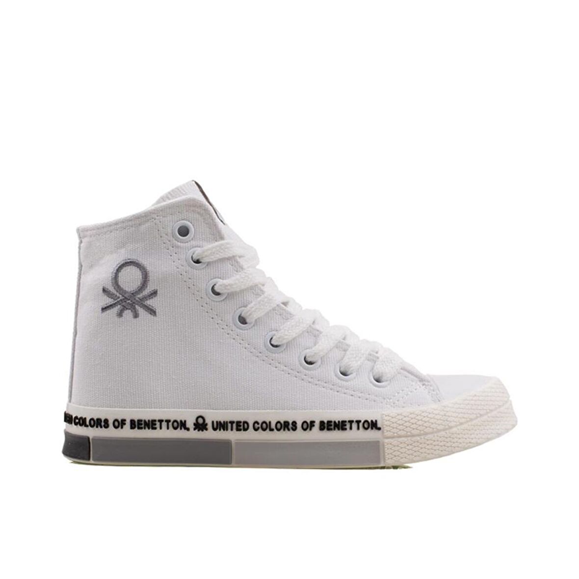Benetton Gri Beyaz Uzun Kadın Keten Spor Ayakkabı BN 70021