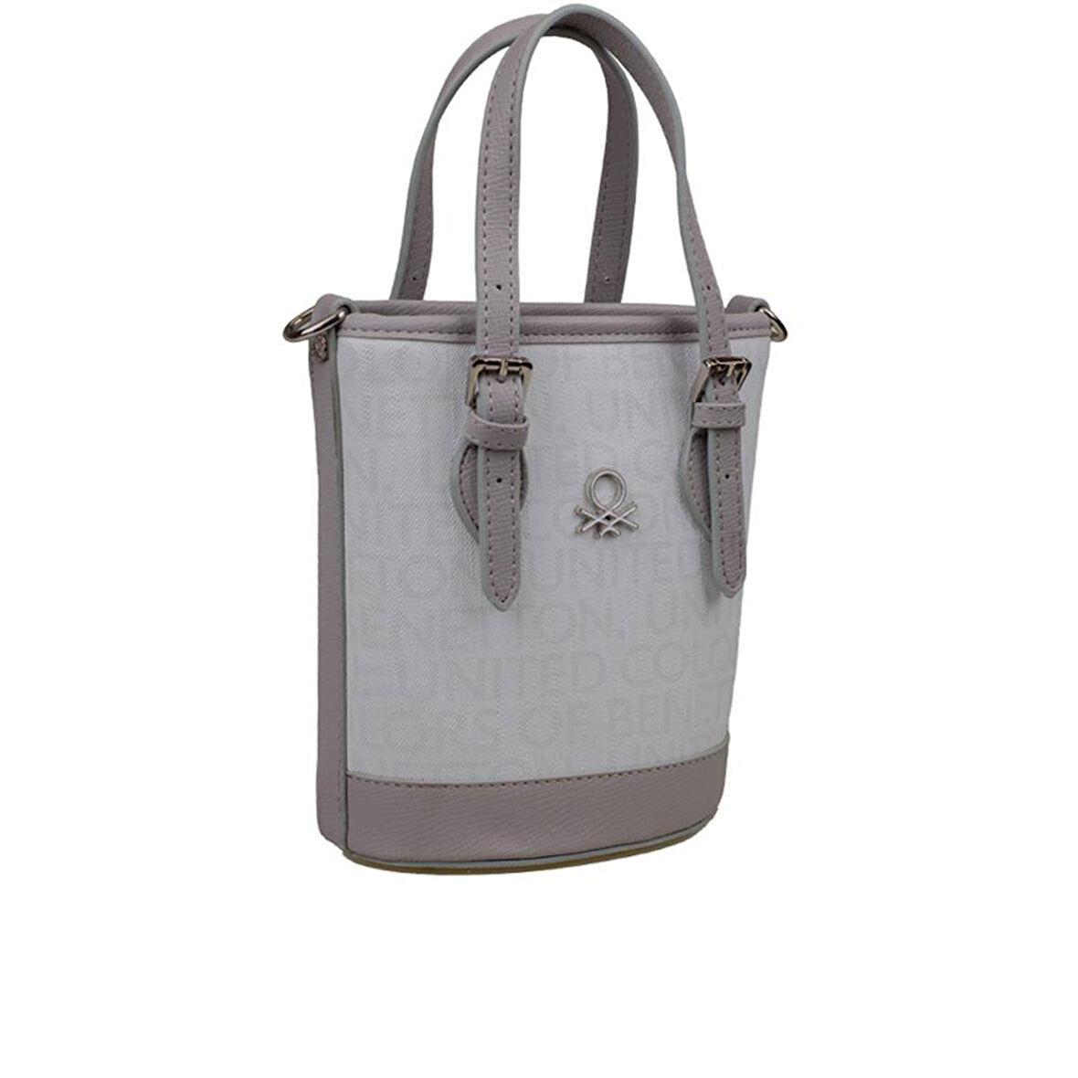 Benetton Beyaz Monogram Eskitme Kadın Küçük El Çantası BNT 1329