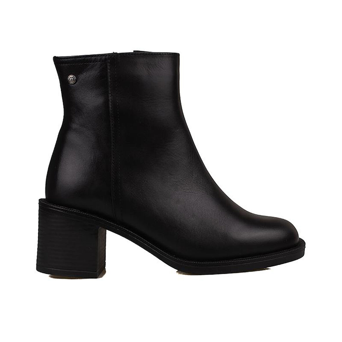 Muya Siyah Hakiki Deri Kalın Topuk Kadın Klasik Bot