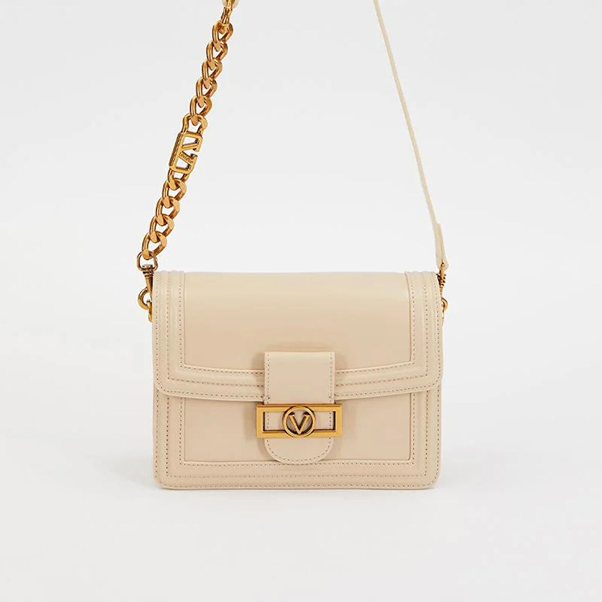 Levidor Krem Klasik Çapraz Askı Kadın Küçük Boy Çanta