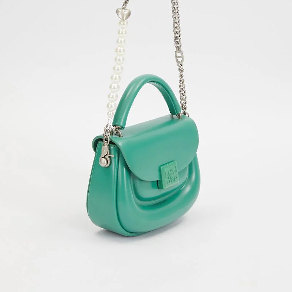 Levidor Yeşil Kalpli Taş Askılı Kadın Klasik El Çantası