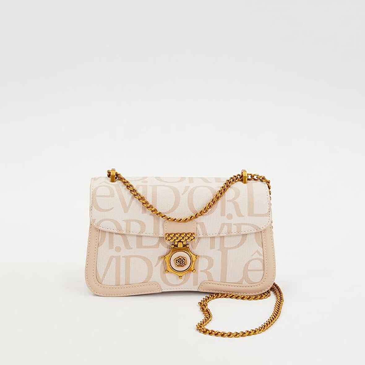 Levidor Krem Zincir Askılı Premium Kadın Çapraz Çanta