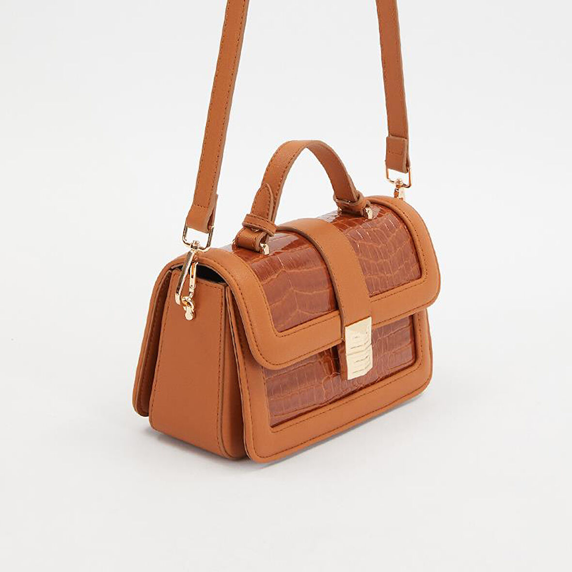 Levidor Taba Kroko Deri Kadın Rugan El Çantası