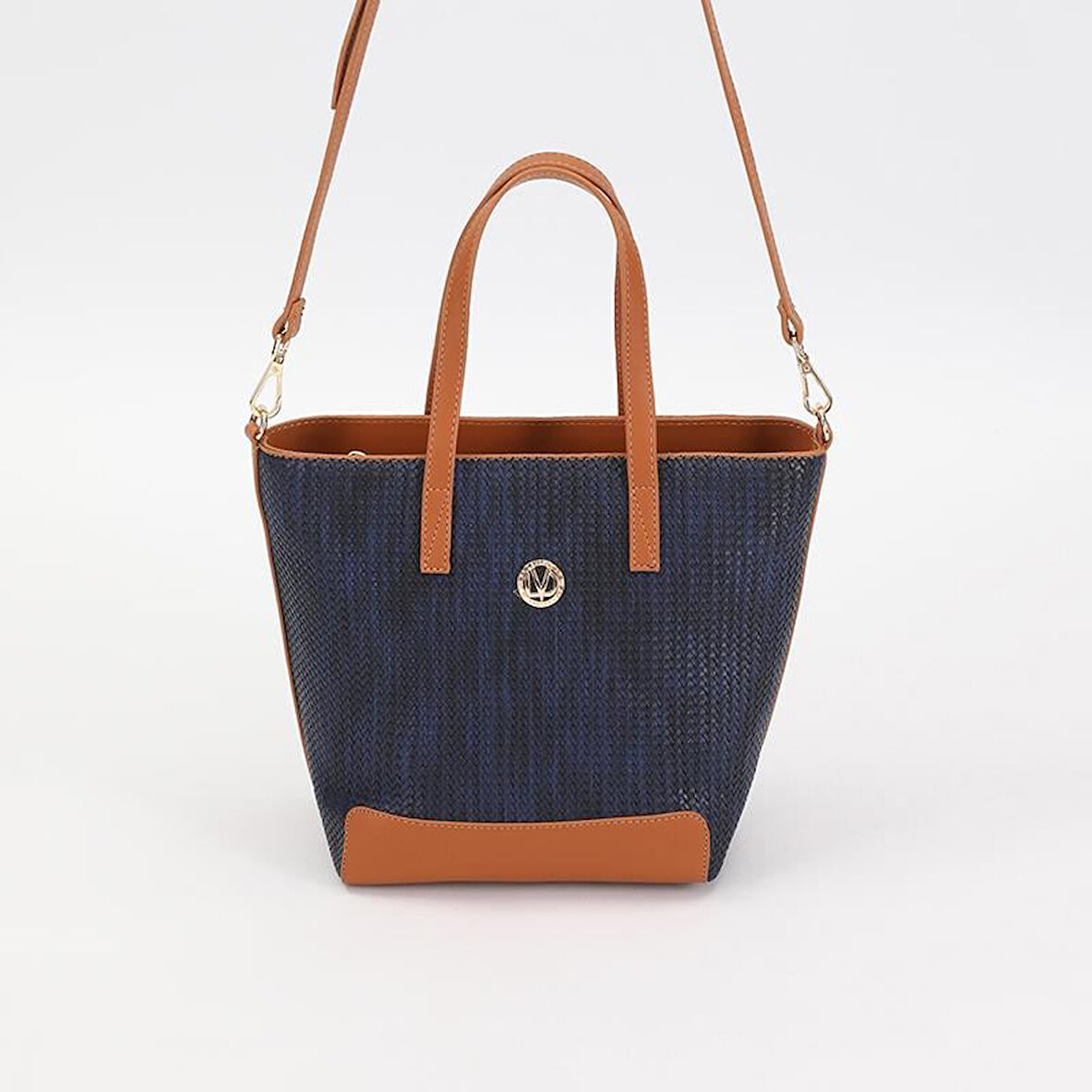 Levidor Lacivert Hasır Desen Kadın El ve Omuz Çantası