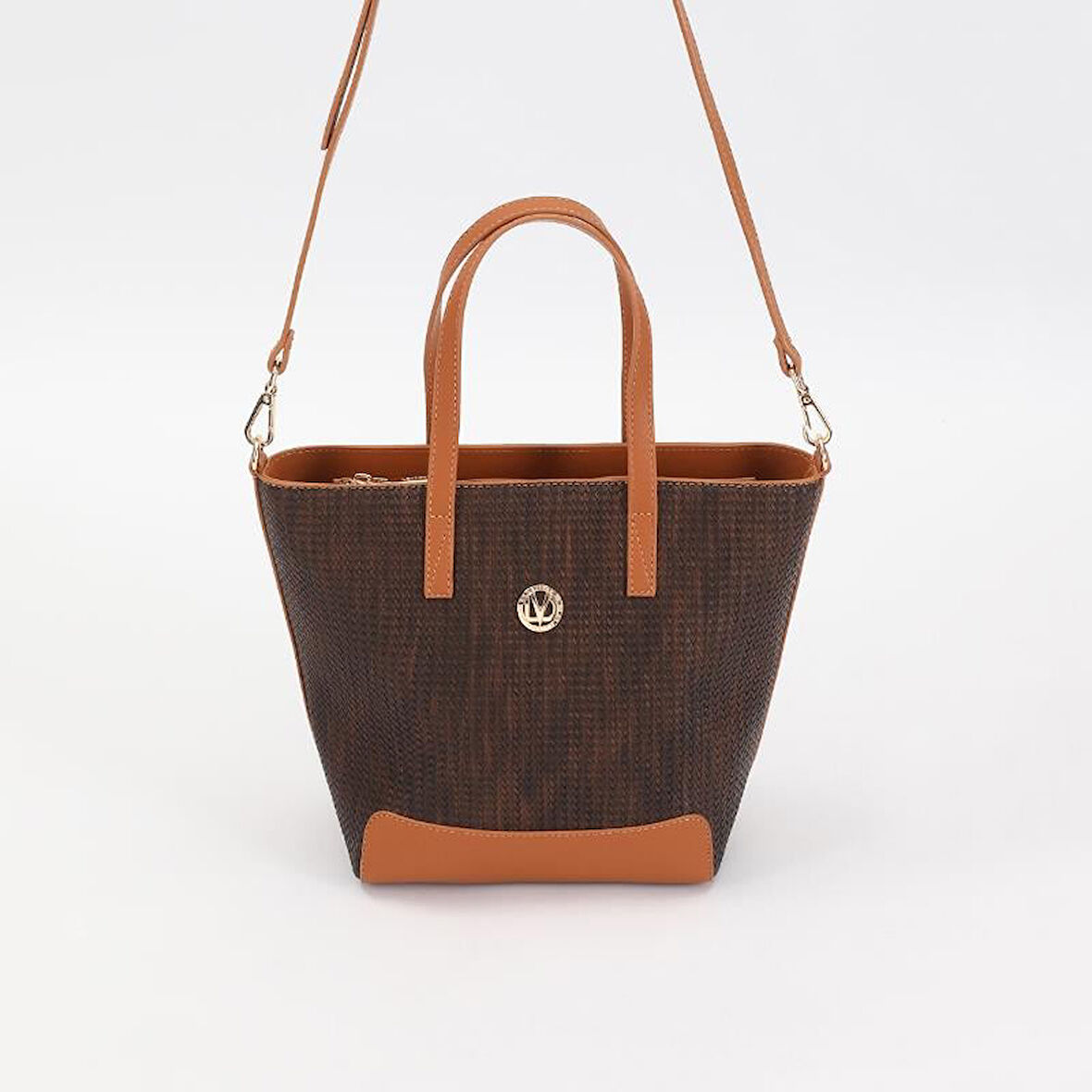 Levidor Kahverengi Hasır Desen Kadın El ve Omuz Çantası