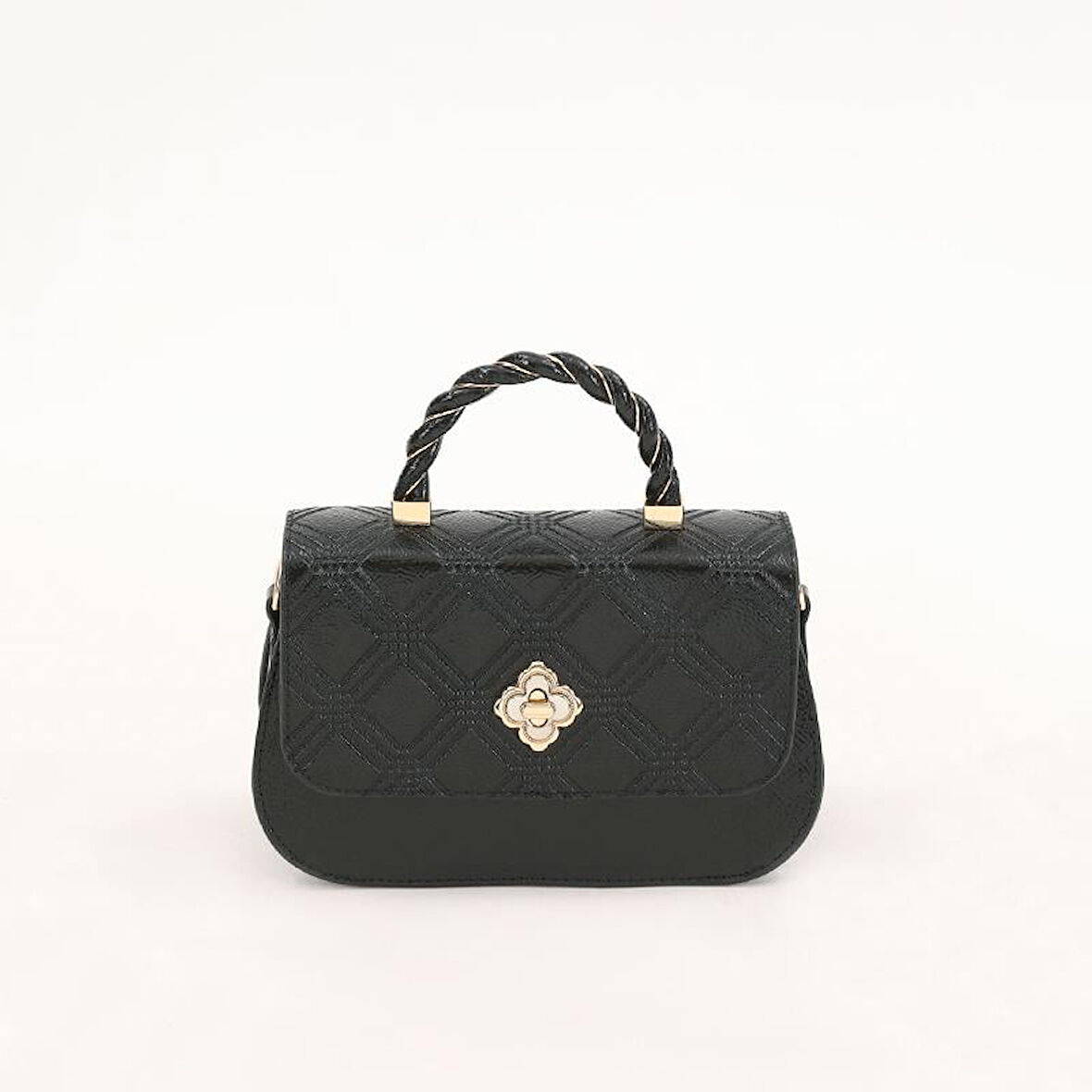 Levidor Siyah Rugan Kabartma Desenli Kadın El Çantası