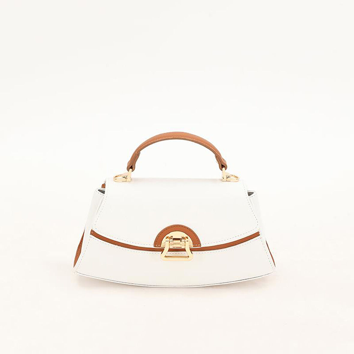Levidor Beyaz Camel Oval Kadın El Çantası