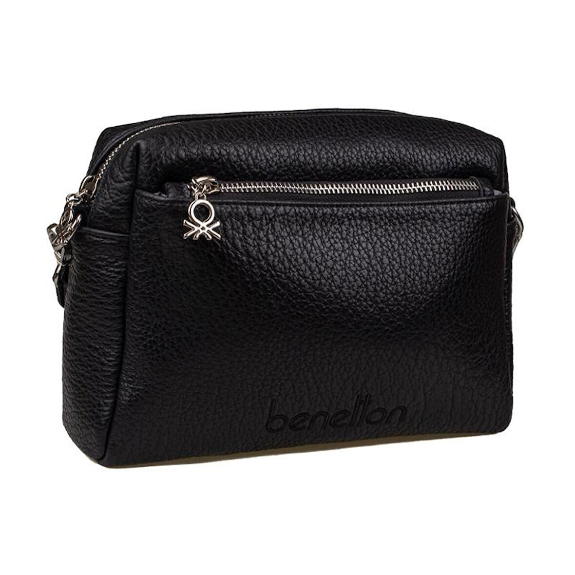 Benetton Siyah Soft Line Deri Kadın Çapraz Çanta BNT 1475