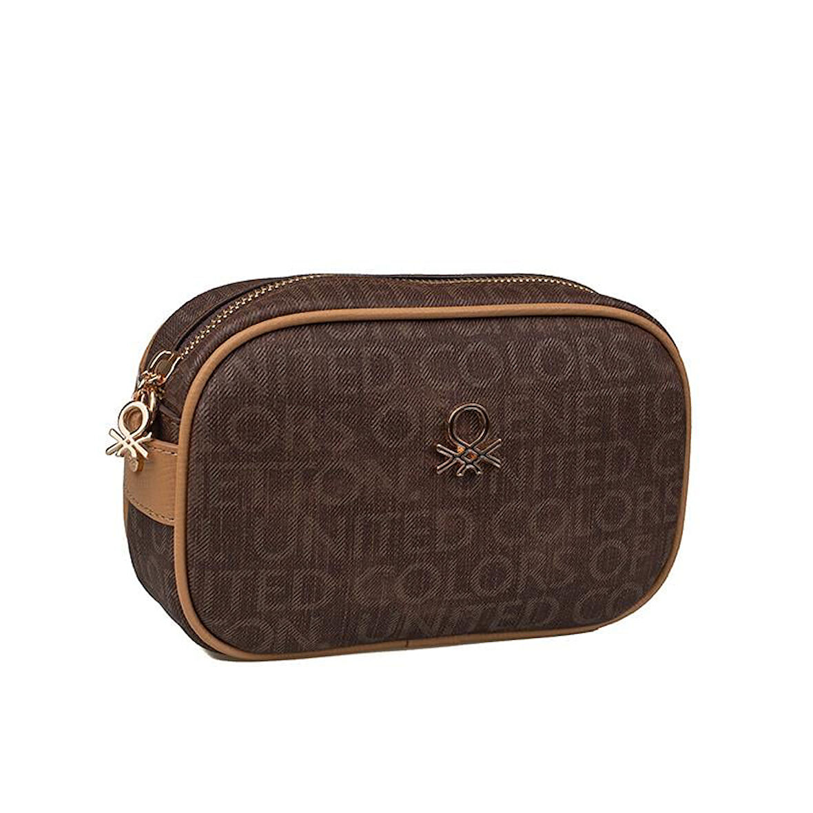 Benetton Kahverengi Kadın Monogram Eskitme Mini Çapraz Çanta BNT 1537