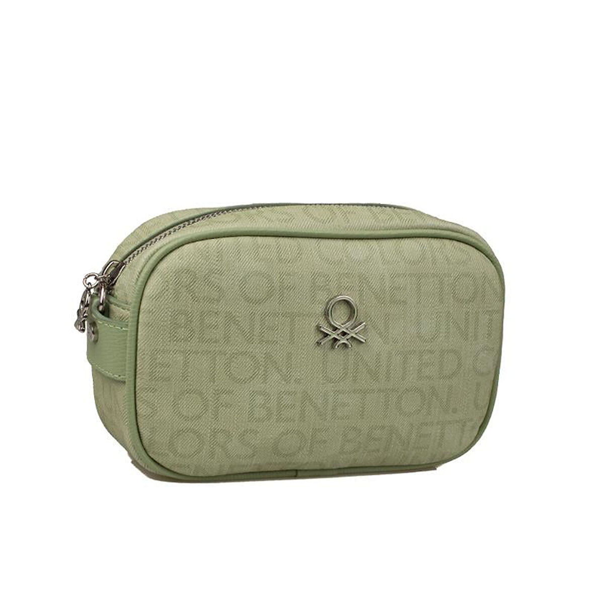 Benetton Haki Kadın Monogram Eskitme Mini Çapraz Çanta BNT 1537