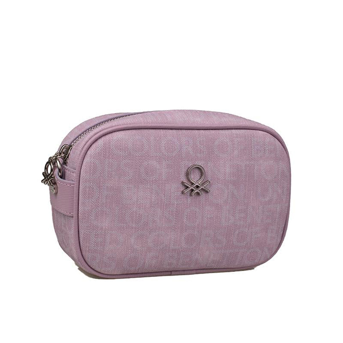 Benetton Lila Kadın Monogram Eskitme Mini Çapraz Çanta BNT 1537