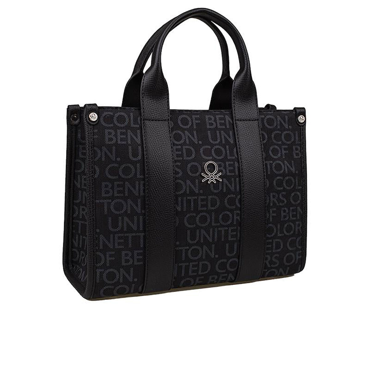 Benetton Siyah Monogram Eskitme Kadın El Çantası BNT 1596