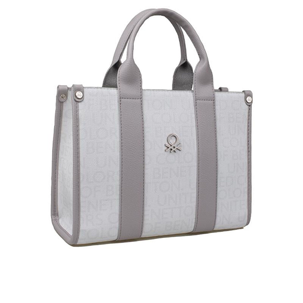 Benetton Beyaz Monogram Eskitme Kadın El Çantası BNT 1596