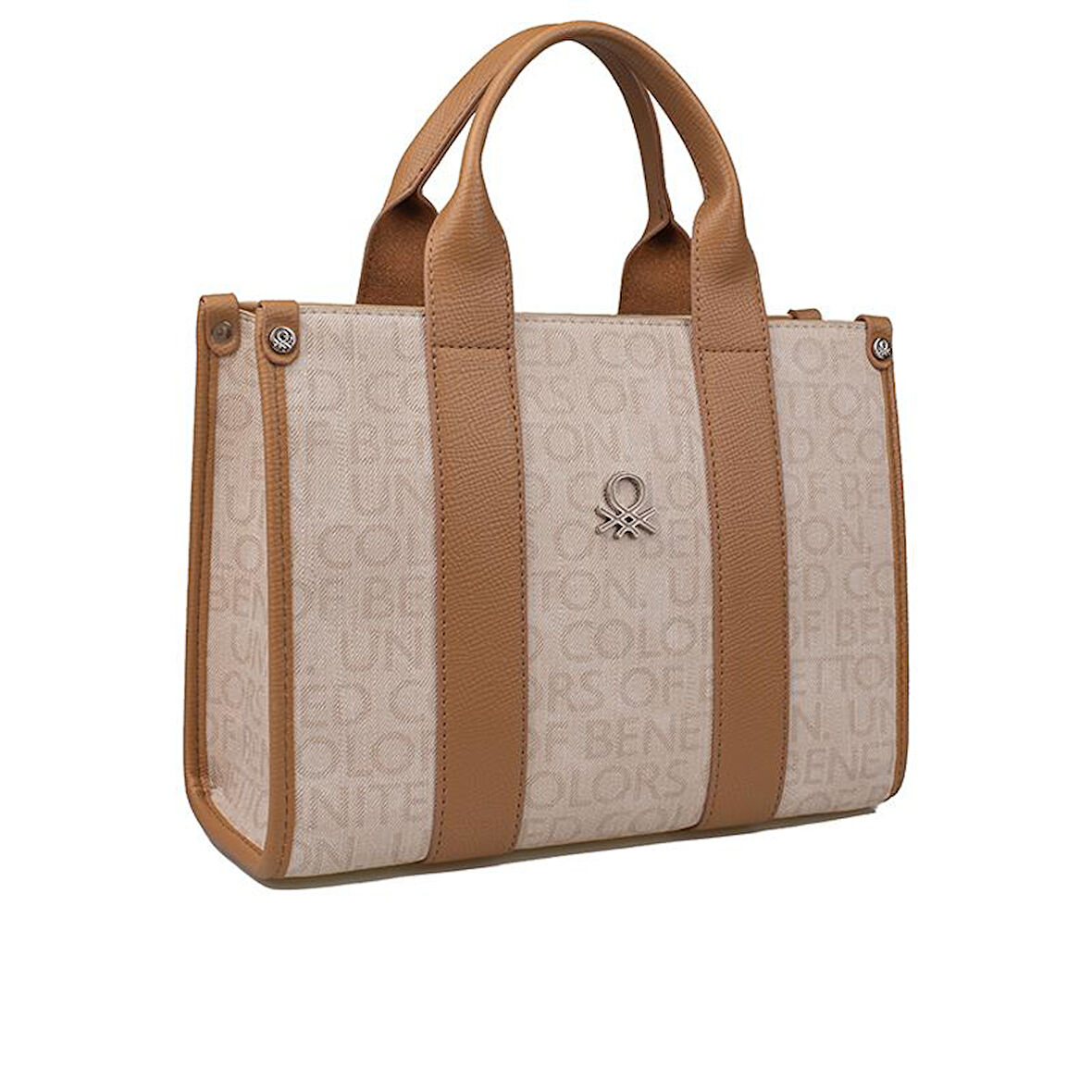 Benetton Bej Monogram Eskitme Kadın El Çantası BNT 1596