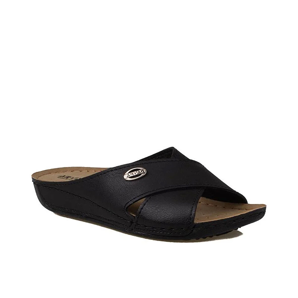 Trend Adımlar Siyah Kadın Düz Çapraz Şerit Terlik 08-086