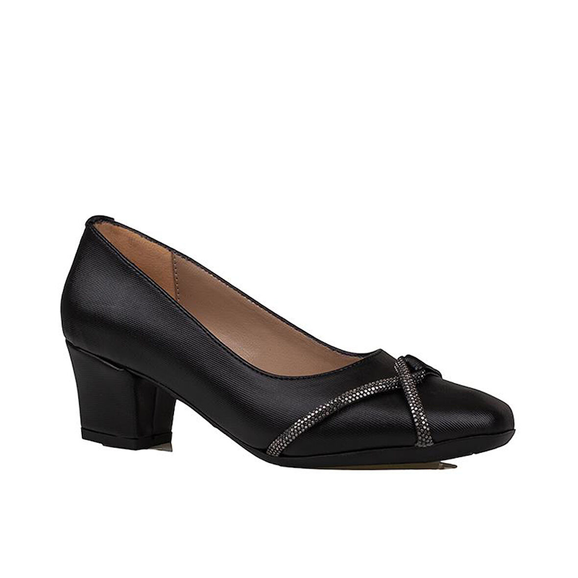 Trend Adımlar Siyah Taş Sarmalı Kadın Klasik Ayakkabı