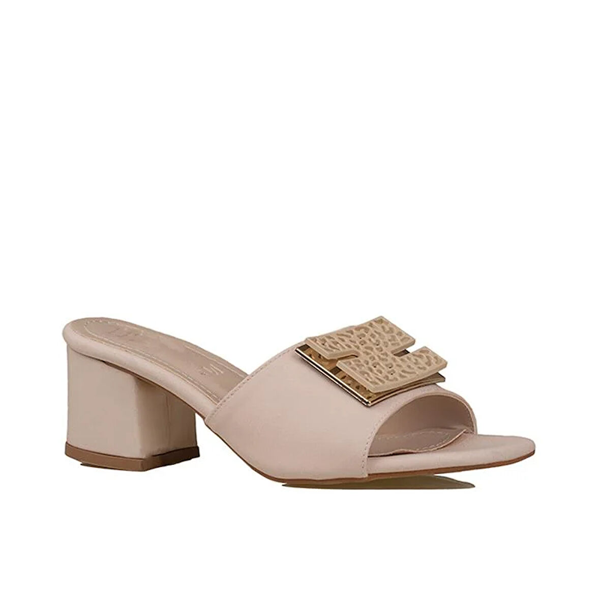 Trend Adımlar Krem Keten Kot Kadın Topuklu Terlik