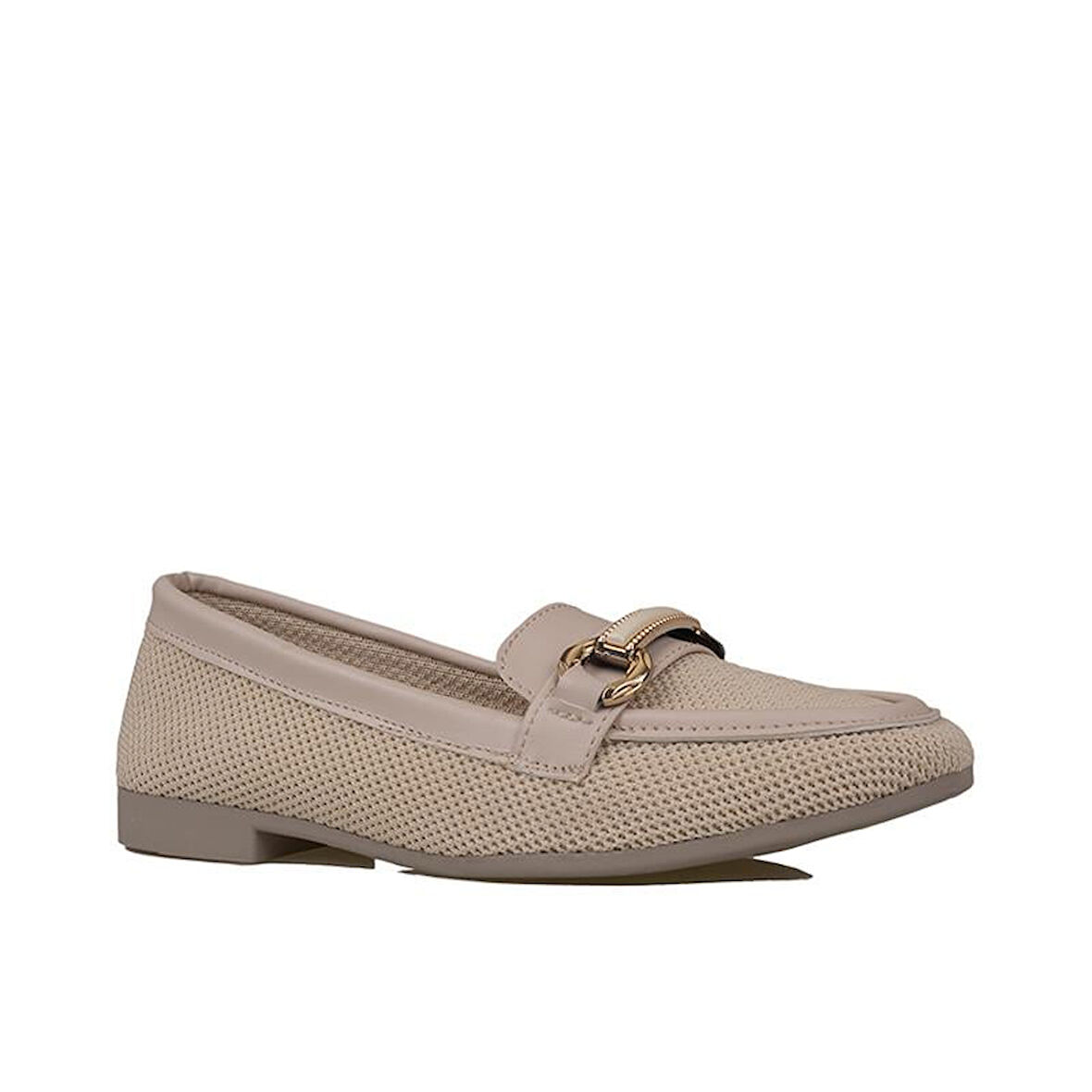 Trend Adımlar Krem Dokuma Hasır Kadın Babet