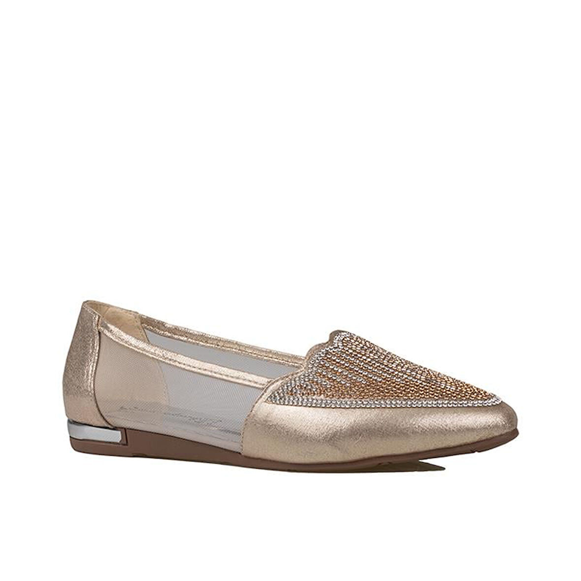 Trend Adımlar Gold Taş İşlemeli Kadın Babet