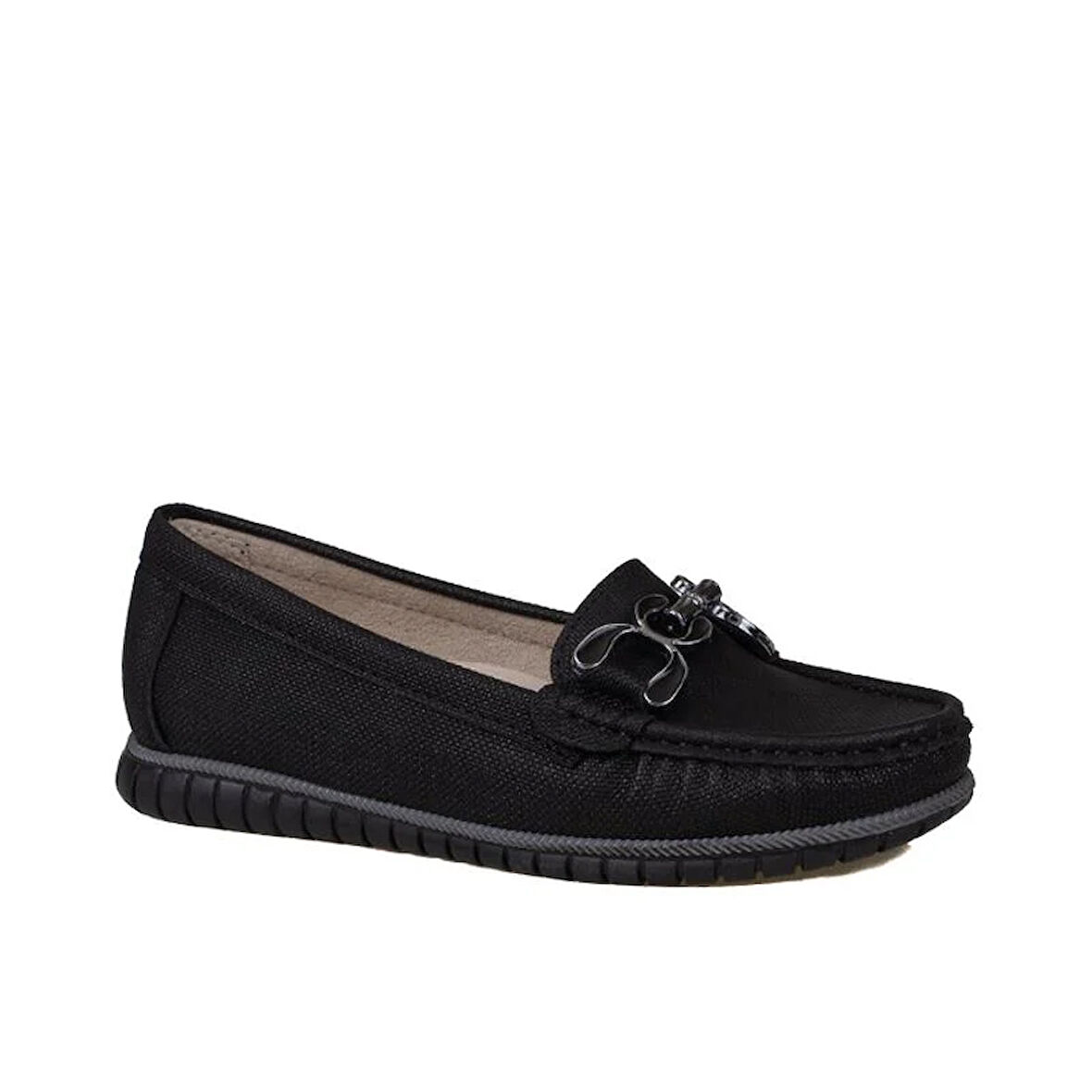 Trend Adımlar Siyah Comfort Denim Kadın Düz Babet