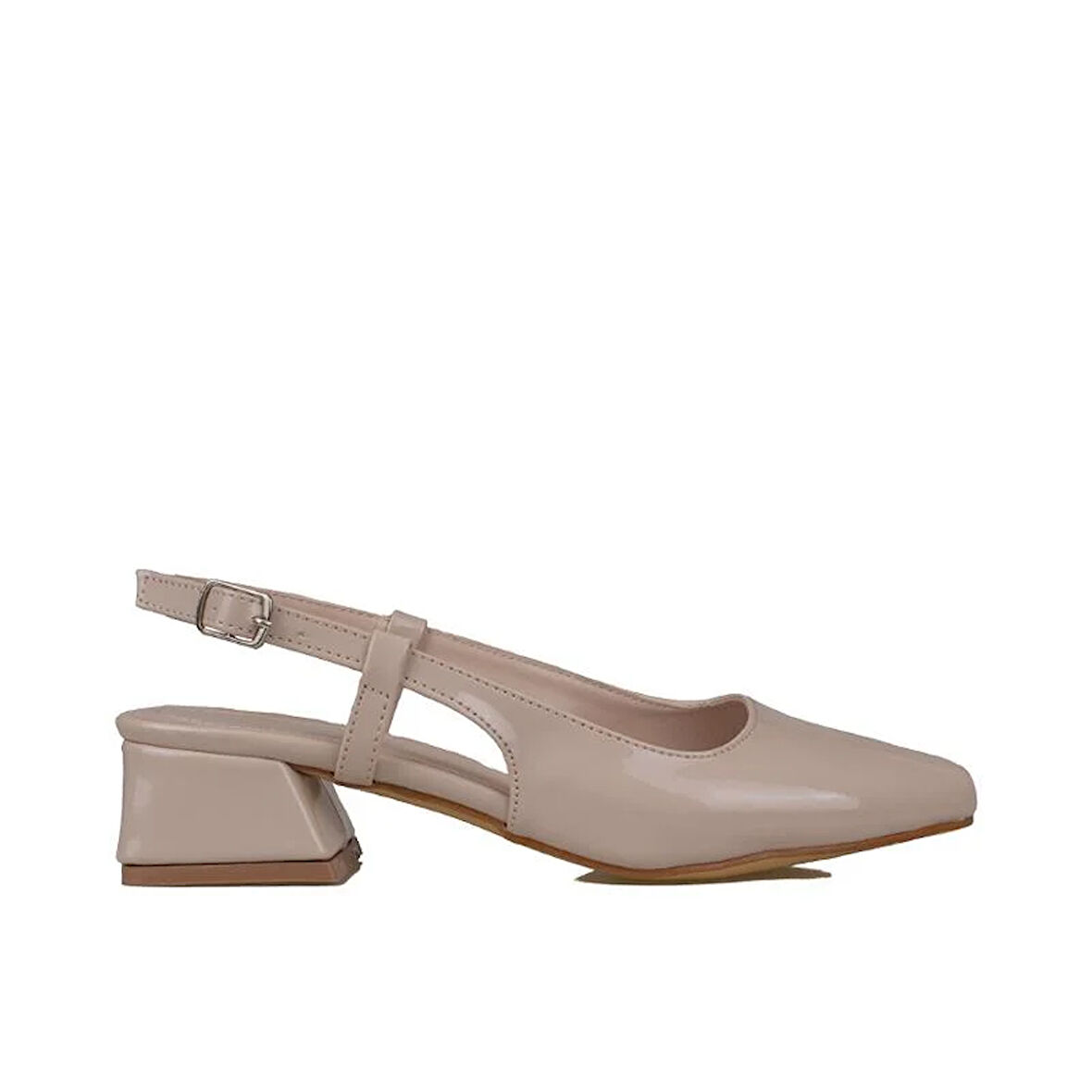 Trend Adımlar Krem Rugan Kadın Arkası Açık Klasik Ayakkabı