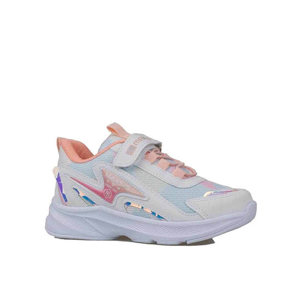 Trend Adımlar Beyaz Hafif Cırt Cırtlı Fileli Çocuk Spor Ayakkabı