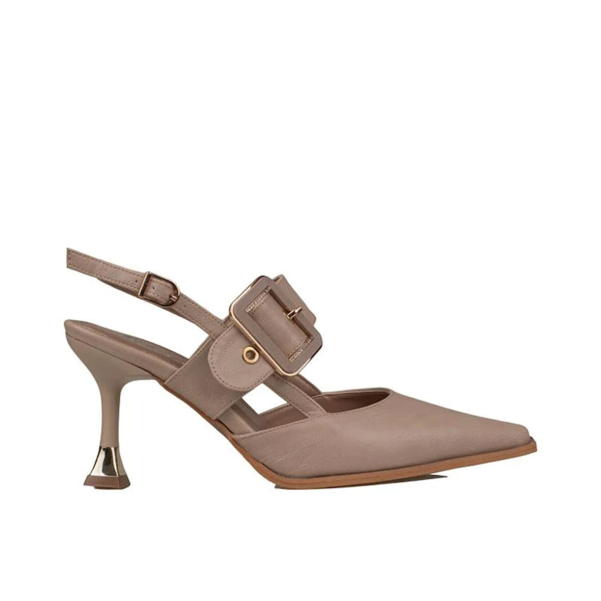 Trend Adımlar Kahverengi Suni Deri Kemerli Kadın Klasik Ayakkabı