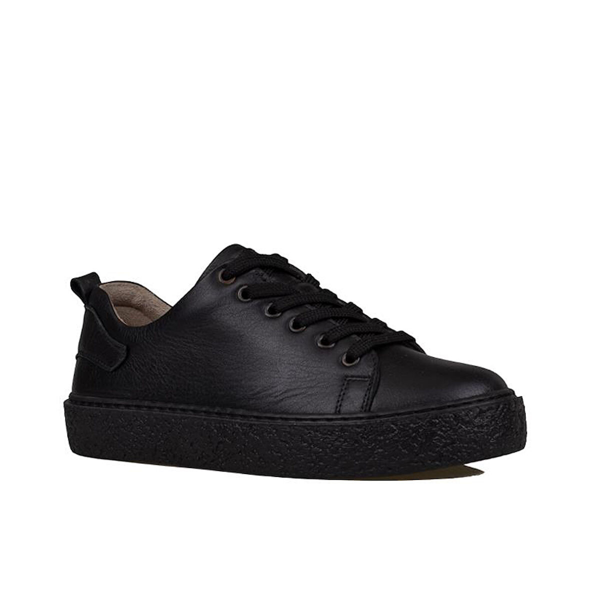 Trend Adımlar Siyah Mat Opi Hakiki Deri Kadın Sneaker