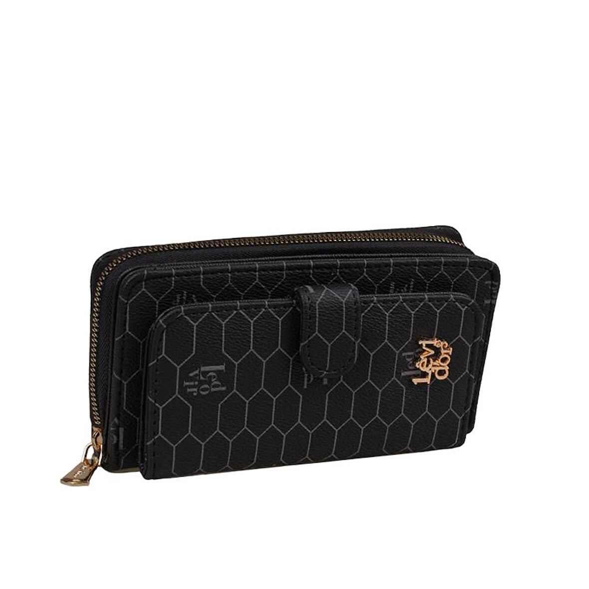 Levidor Siyah Kapaklı Kadın Lisans Baskılı Cüzdan